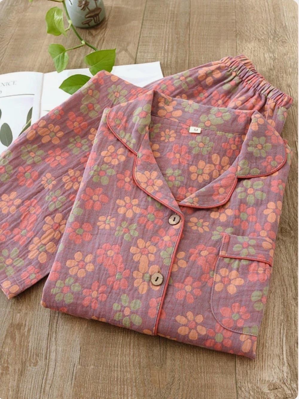 Cotton Gauze Floral Long Sleeve Pajama Set